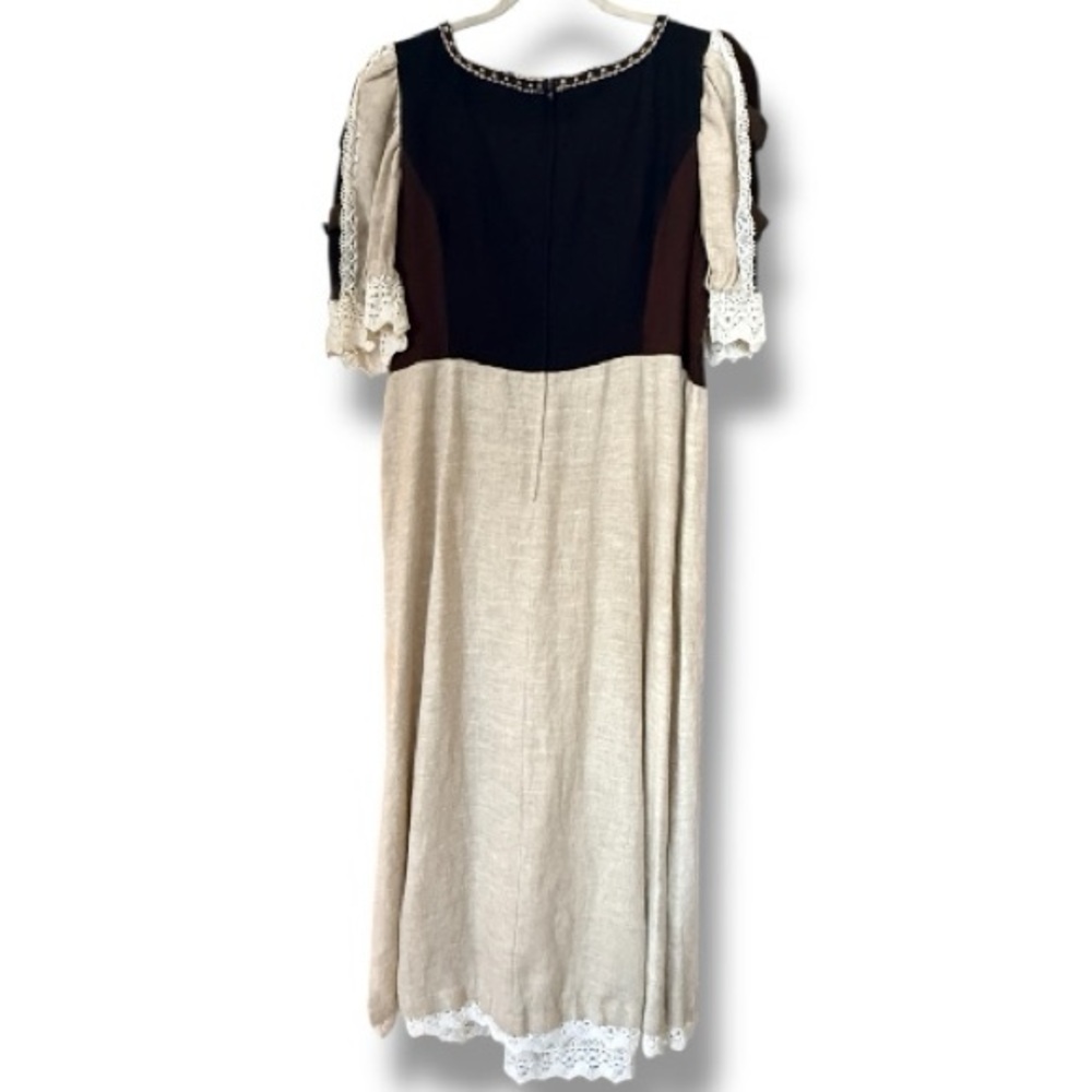 Solo German Dirndl Oktoberfest House Dress Linen Sz 18-20 Lagenlook Costume Art - Picture 5 of 10
